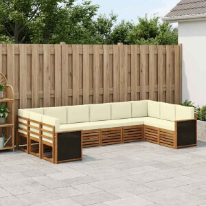 vidaXL Hoekbank Set met kussen 7 pcs Natuurlijk en Crème