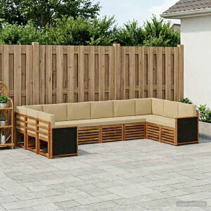 vidaXL Hoekbank Set 7 pcs Naturel Massief Acaciahout en Polyester