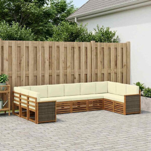 vidaXL Hoekbank Set met kussen 7 pcs Natuurlijk en Crème