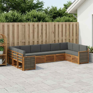 vidaXL Hoekbank Set met kussen 7 pcs Natuurlijk en Antraciet