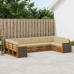 vidaXL Hoekbank Set 7 pcs Naturel Massief Acaciahout en Polyester