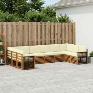 vidaXL Hoekbank Set met kussen 7 pcs Natuurlijk en Crème