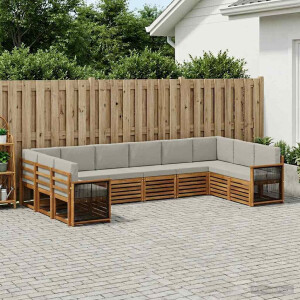 vidaXL Hoekbank Set met kussen 7 pcs Naturel en lichtgrijs