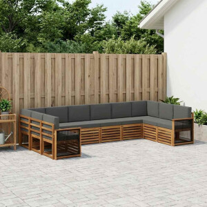 vidaXL Hoekbank Set met kussen 7 pcs Natuurlijk en Antraciet