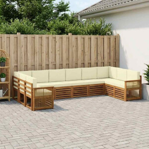 vidaXL Hoekbank Set met kussen 7 pcs Natuurlijk en Crème