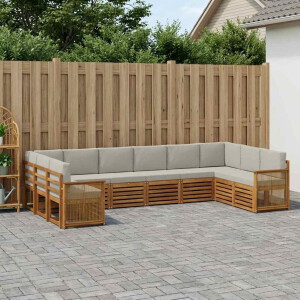 vidaXL Hoekbank Set met kussen 7 pcs Naturel en lichtgrijs