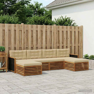 vidaXL Sofa-Sets met kussen 6 pcs Massief Acaciahout
