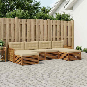 vidaXL Sofa-Sets met kussen 6 pcs Massief Acaciahout