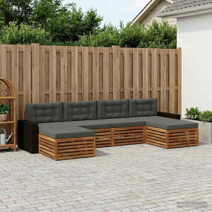 vidaXL Sofa-Sets met kussen 6 pcs Massief Acaciahout