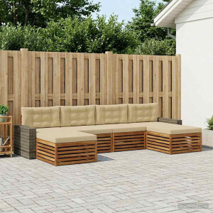 vidaXL Sofa-Sets met kussen 6 pcs Massief Acaciahout