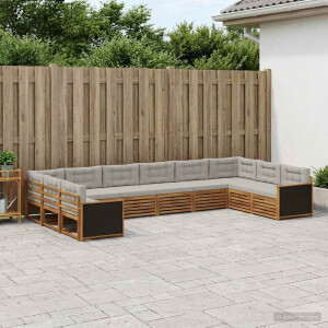 vidaXL Sofa-Sets met kussen 10 pcs Massief Acaciahout