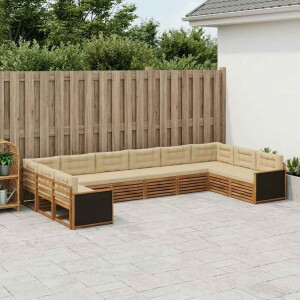 vidaXL Sofa-Sets met kussen 10 pcs Massief Acaciahout