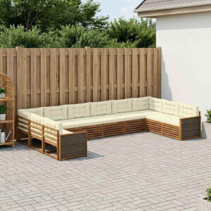 vidaXL Sofa-Sets met kussen 10 pcs Massief Acaciahout