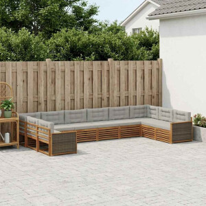 vidaXL Sofa-Sets met kussen 10 pcs Massief Acaciahout