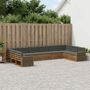 vidaXL Sofa-Sets met kussen 10 pcs Massief Acaciahout