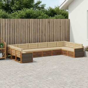 vidaXL Sofa-Sets met kussen 10 pcs Massief Acaciahout