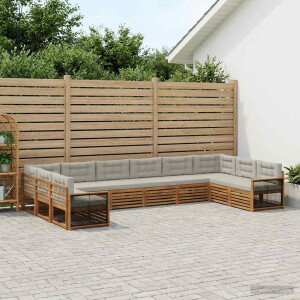 vidaXL Sofa-Sets met kussen 10 pcs Massief Acaciahout