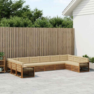 vidaXL Sofa-Sets met kussen 10 pcs Massief Acaciahout