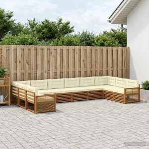 vidaXL Sofa-Sets met kussen 10 pcs Massief Acaciahout