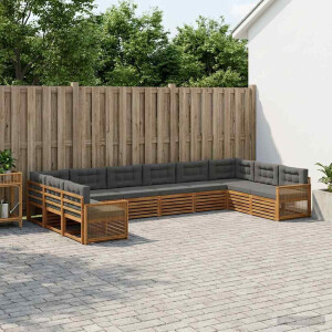 vidaXL Sofa-Sets met kussen 10 pcs Massief Acaciahout