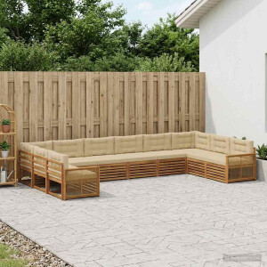 vidaXL Sofa-Sets met kussen 10 pcs Massief Acaciahout
