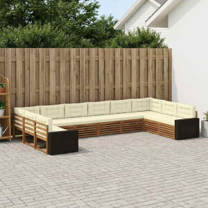 vidaXL Sofa-Sets met kussen 10 pcs Massief Acaciahout