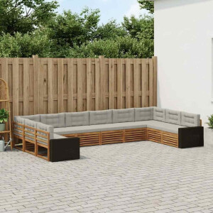 vidaXL Sofa-Sets met kussen 10 pcs Massief Acaciahout