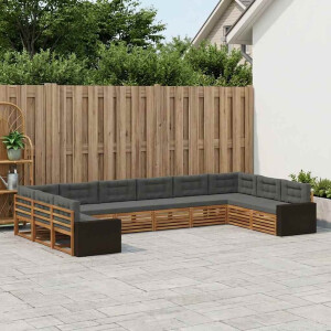 vidaXL Sofa-Sets met kussen 10 pcs Massief Acaciahout
