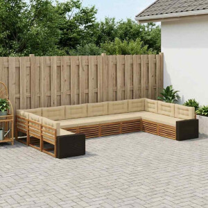vidaXL Sofa-Sets met kussen 10 pcs Massief Acaciahout