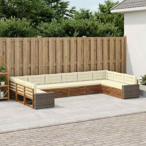 vidaXL Sofa-Sets met kussen 10 pcs Massief Acaciahout