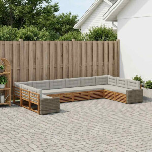 vidaXL Sofa-Sets met kussen 10 pcs Massief Acaciahout