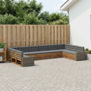 vidaXL Sofa-Sets met kussen 10 pcs Massief Acaciahout