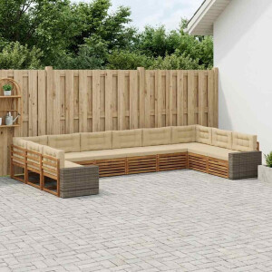 vidaXL Sofa-Sets met kussen 10 pcs Massief Acaciahout