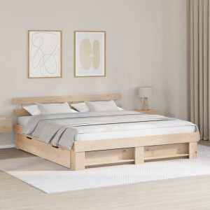vidaXL Bedframe met hoofdeinde Bruin 180 x 200 cm Massief grenenhout