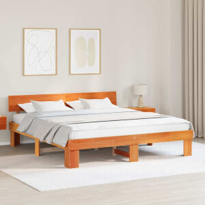 vidaXL Bedframe Wasbruin 200 x 200 cm Massief grenenhout