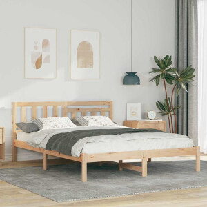 vidaXL Bedframe met hoofdeinde Bruin 140 x 200 cm Massief grenenhout