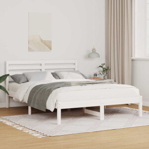 vidaXL Bedframe met hoofdeinde Wit 120 x 200 cm Massief grenenhout