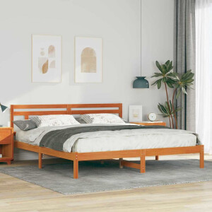vidaXL Bedframe Bruin 200 x 200 cm Massief grenenhout