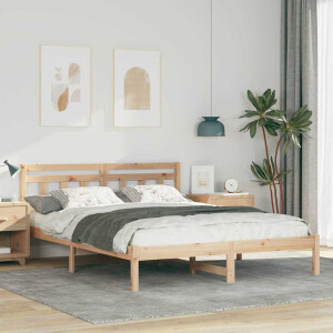 vidaXL Bedframe Bruin 160 x 200 cm Massief grenenhout