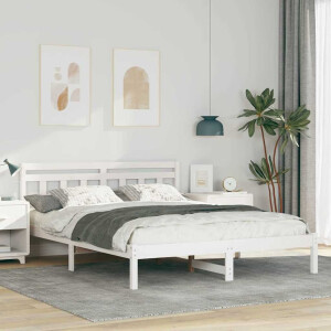 vidaXL Bedframe Wit 150 x 200 cm Massief grenenhout