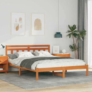 vidaXL Bedframe Bruin 140 x 200 cm Massief grenenhout