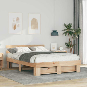 vidaXL Bedframe met hoofdeinde Bruin 160 x 200 cm Massief grenenhout