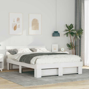 vidaXL Bedframe met hoofdeinde Wit 160 x 200 cm Massief grenenhout