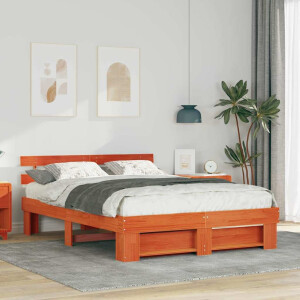 vidaXL Bedframe Wasbruin 140 x 200 cm Massief grenenhout