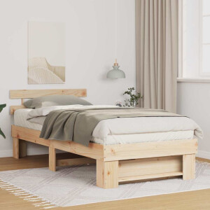 vidaXL Bedframe met hoofdeinde Bruin 100 x 200 cm Massief grenenhout