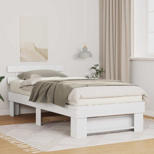 vidaXL Bedframe met hoofdeinde Wit 90 x 190 cm Massief grenenhout