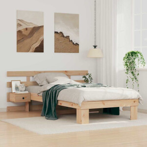 vidaXL Bedframe met hoofdeinde Bruin 100 x 200 cm Massief grenenhout