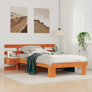 vidaXL Bedframe met hoofdeinde Wasbruin 90 x 200 cm Massief grenenhout
