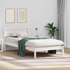 vidaXL Bedframe met hoofdeinde Wit 100 x 200 cm Massief grenenhout