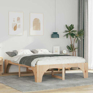 vidaXL Bedframe Bruin 150 x 200 cm Massief grenenhout